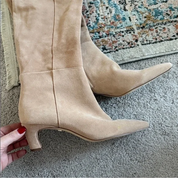 Sam Edelman Molly Light Golden Caramel Suede Kitten Heel Boot - Picture 2 of 6